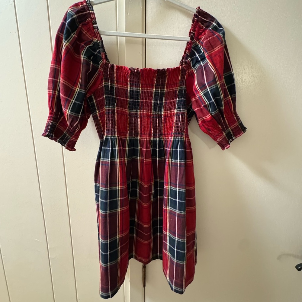 Hill House Red and Blue Plaid Mini Dress